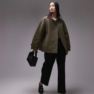 ARKET waxed cotton trench jacket in khaki green